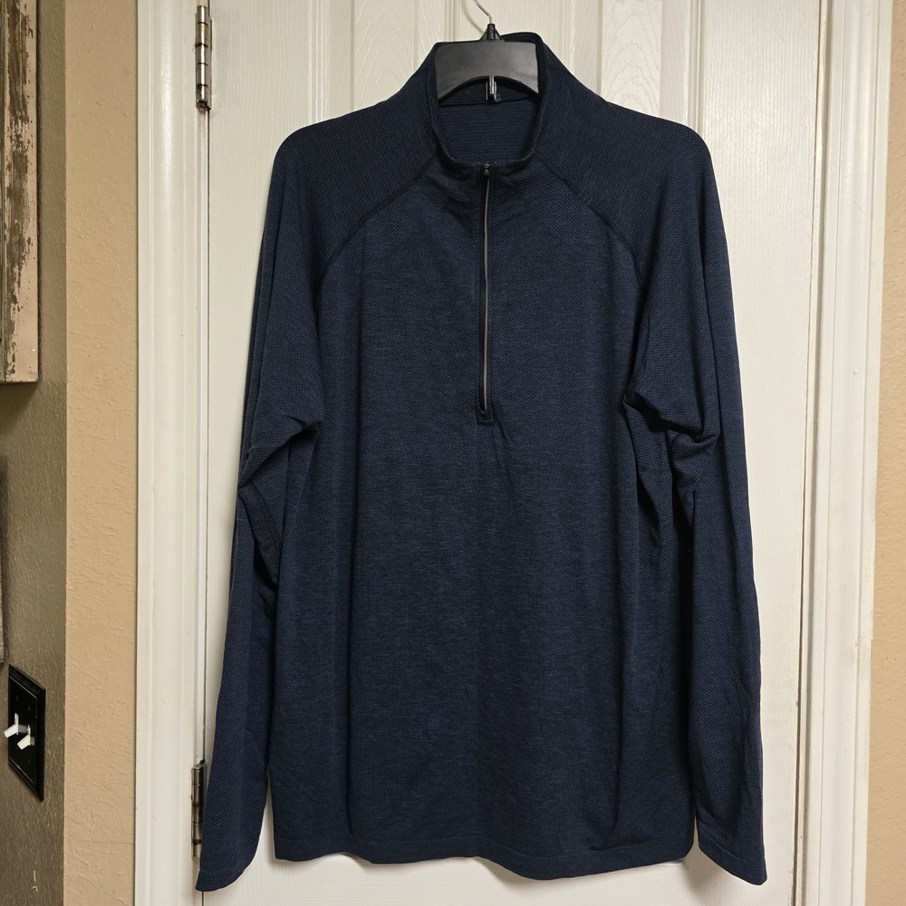Lululemon Shirt Men's XL Blue Metal Vent Tech 1/4 Quarter Zip Pullover